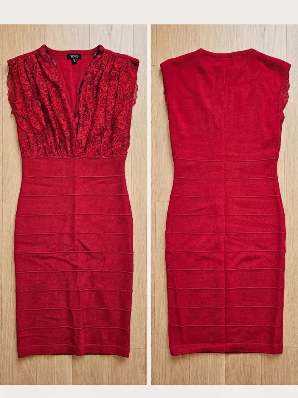 XOXO Red Lace-Front Bandage Bodycon Dress